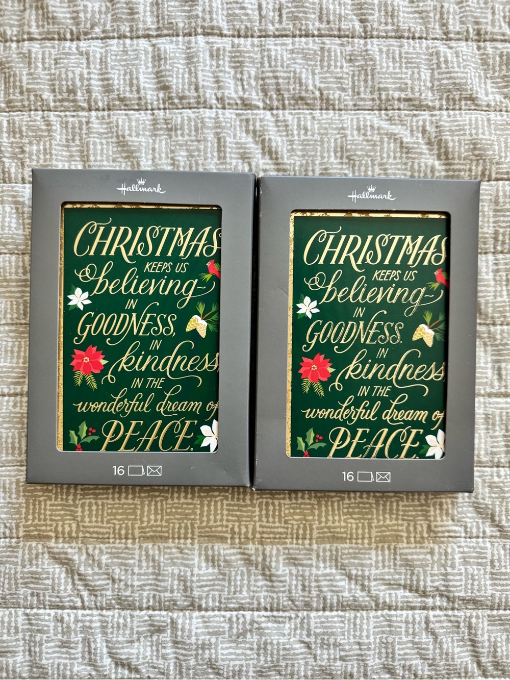 Hallmark Green Christmas Card Set - Peace & Kindness (Two 16 Packs)